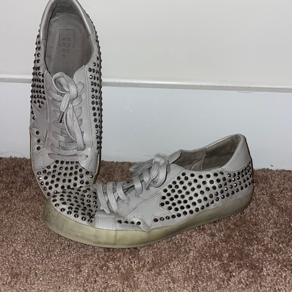 Size 10 shu shop grey bedazzle sneakers. only worn once